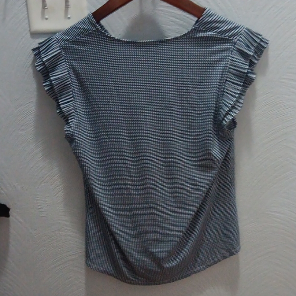 Adrianna Papell Blue Gingham Blouse - Picture 3 of 6